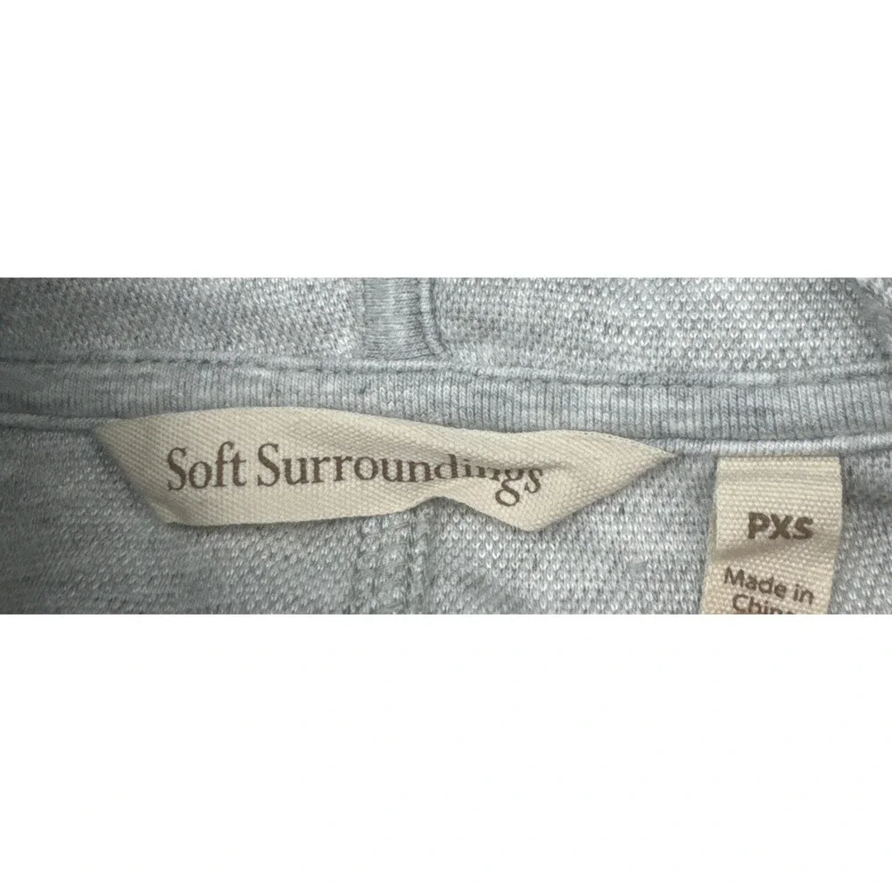 Soft Surroundings GRAY Floral Jacquard Full Zip Hooded‎ Jacket Sz Petite XS